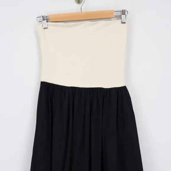 J.Crew Strapless Colorblock Midi Mixy Dress Natural Black Size Small NWT - Picture 3 of 8